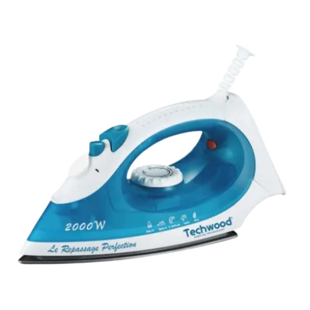 Fer à Vapeur Techwood Semelle Inox, Thermostat Réglable & Protection Thermique – TFV-2004