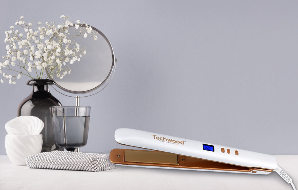 [TWSE60111] Lisseur à Cheveux Digital Techwood 140-200°C, Plaques Céramiques & Rotation 360° – TFL-291D