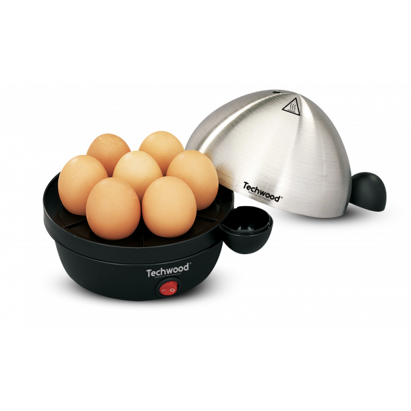 Cuit Œufs Techwood 3 en 1 Inox/Noir 7 Œufs, Cuisson Vapeur & Œufs au Plat, Arrêt Automatique – TO-007