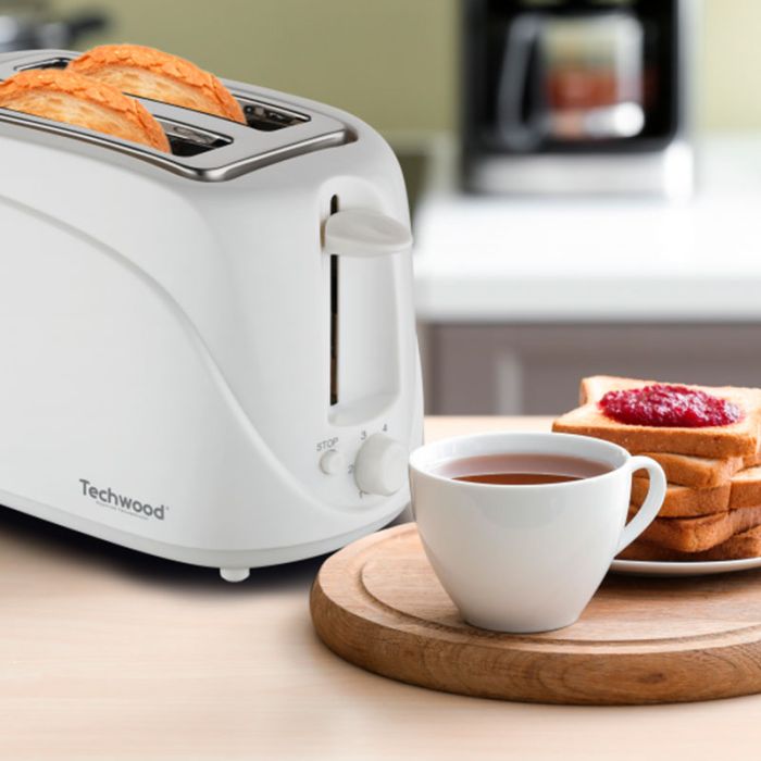 Grille-Pain Techwood Blanc 2 Fentes, Contrôle Brunissage & Éjection Automatique – TGP-202