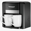 Cafetière Techwood Noir 2 Tasses Céramique, Filtre Permanent, Réservoir 0,6L, Arrêt Automatique – TCA-206