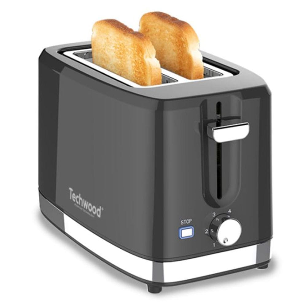[TWTO60150] Grille-Pain Techwood Noir Inox 2 Larges Fentes, Contrôle Brunissage & Arrêt Immédiat – TGP-706