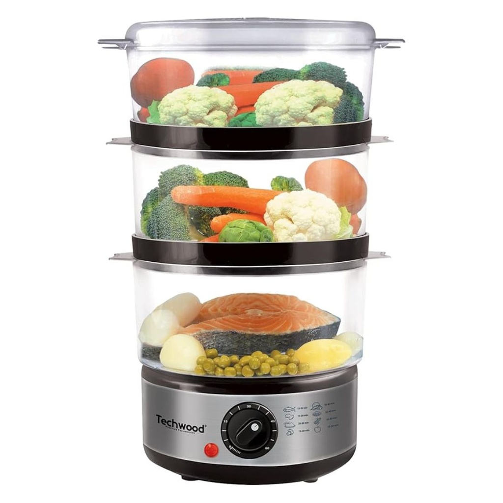 [TWTH60127] Cuiseur Vapeur Techwood 7,5L 3 Paniers Amovibles, Minuterie & Arrêt Automatique – TCV-750