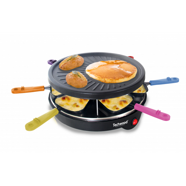 Raclette Techwood 6 Poêlons, Grill Démontable & Témoin Lumineux – TRA-64