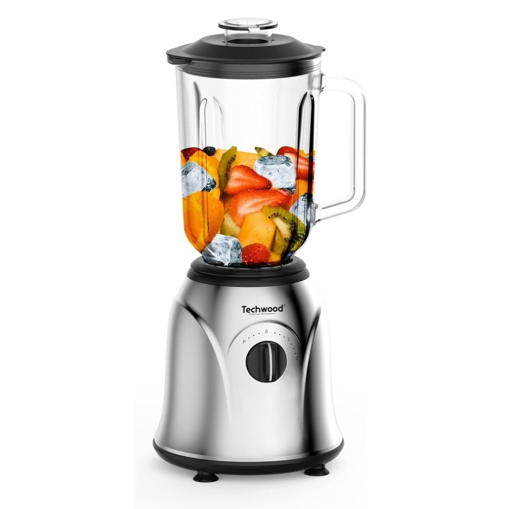 Blender Techwood Inox Bol Verre 1,5L, Variateur Vitesse & Lames Inox – TBLI-1060