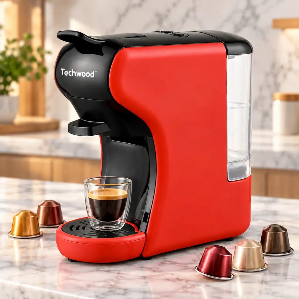 [TWCA60005] Machine Expresso Multicapsules Techwood- Rouge  – TCA-195N