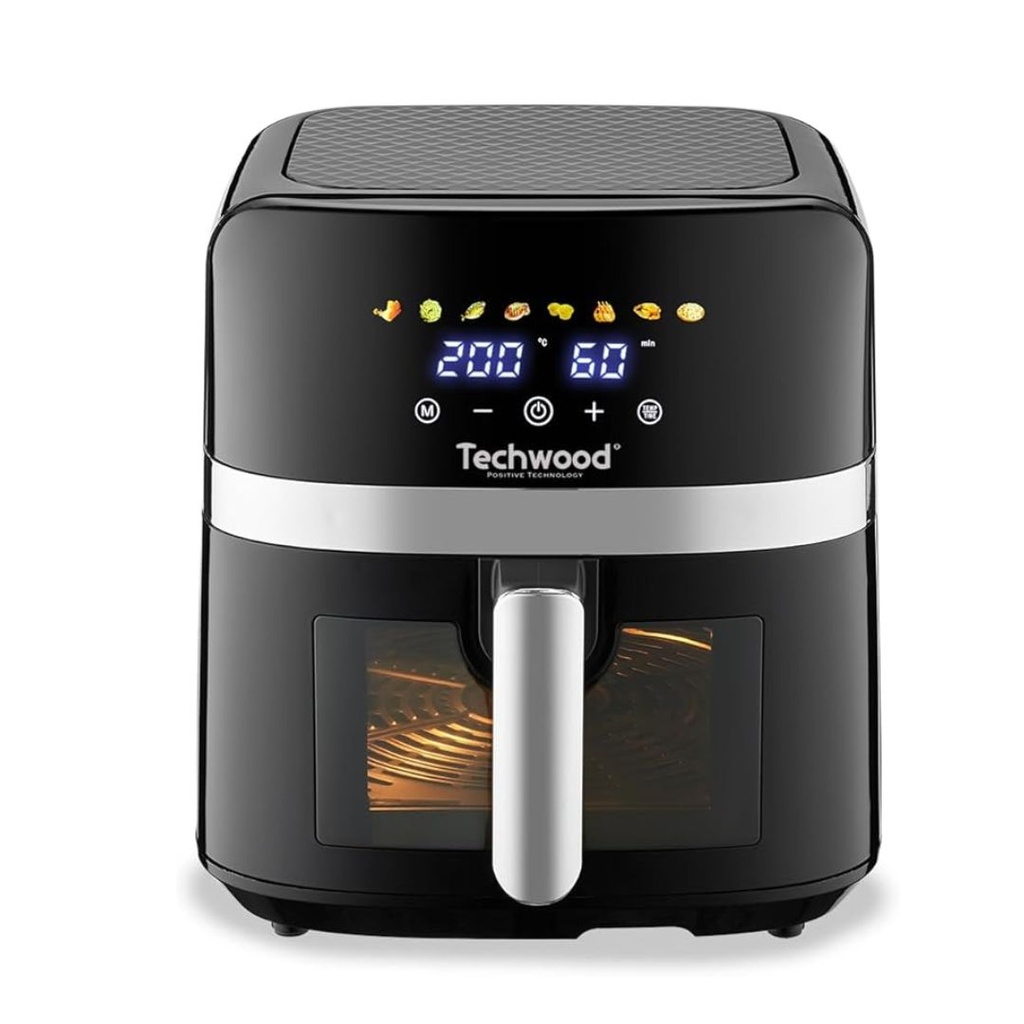 Friteuse Digitale Sans Huile Techwood 8L Porte Vitrée, 8 Programmes & Minuterie 60min – TFR-806SHD