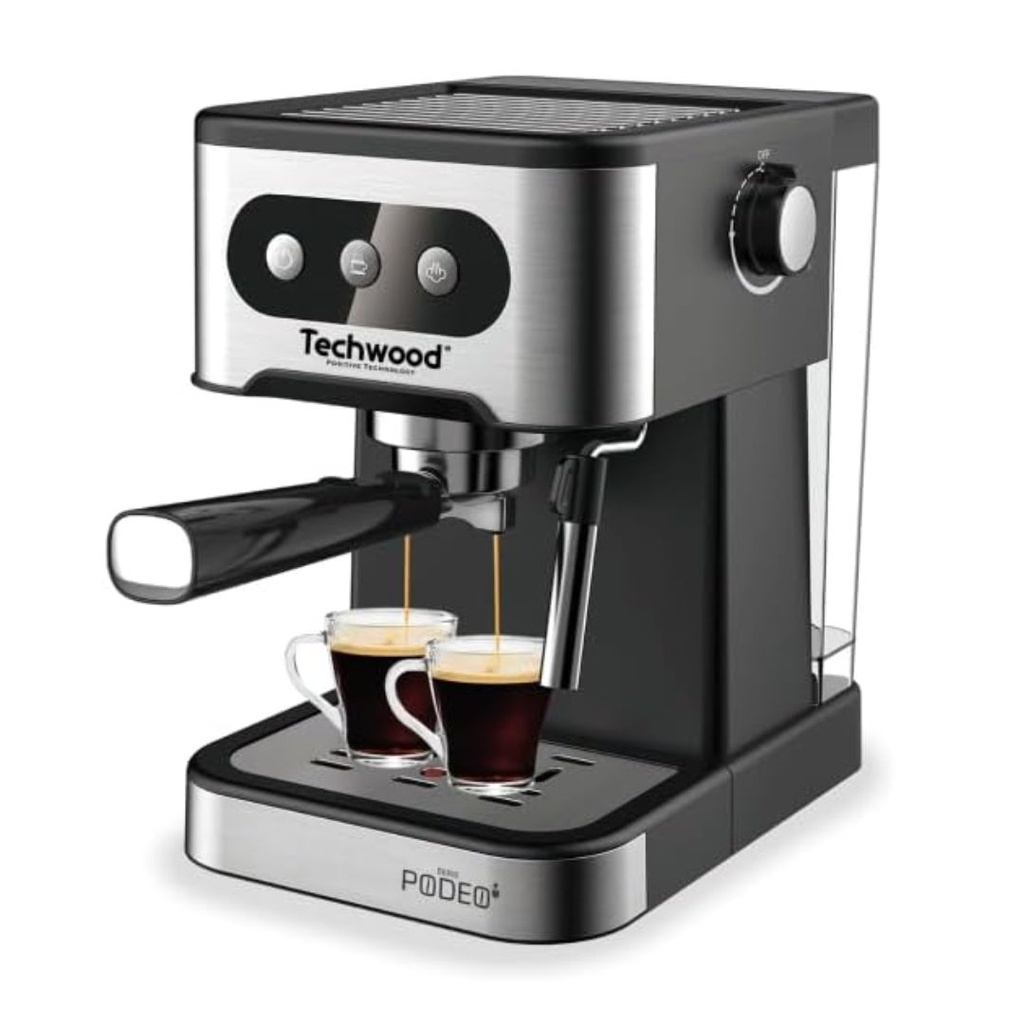 Machine Expresso Techwood 20 Bars avec Buse Vapeur & Réservoir 1,5L – Compatible Café Moulu & Capsules TCA-156EXN
