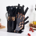 Ensemble D’ustensiles De Cuisine En Silicone  19 Pièces Noir