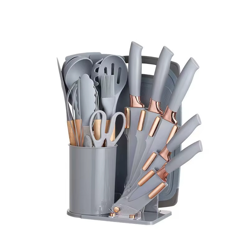 Ensemble D’ustensiles De Cuisine En Silicone 19 Pièces Gris