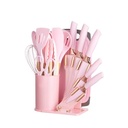 Ensemble D’ustensiles De Cuisine En Silicone 19 Pièces Rose