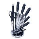 Ensemble 9 Pièces Couteaux Bali Marbré Noir avec Support tournant