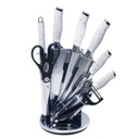 Ensemble 9 Pièces Couteaux Bali Marbré Blanc avec Support tournant
