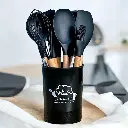Set D'ustensiles De Cuisine 12 Pièces En Silicone Noir 