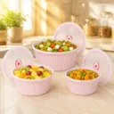Set de 3 Saladiers En Plastique Avec Couvercle - Rose