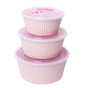 Set de 3 Saladiers En Plastique Avec Couvercle - Rose
