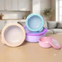 Set de 4 Saladiers Ronds En Plastique Avec Couvercles - Multicolore