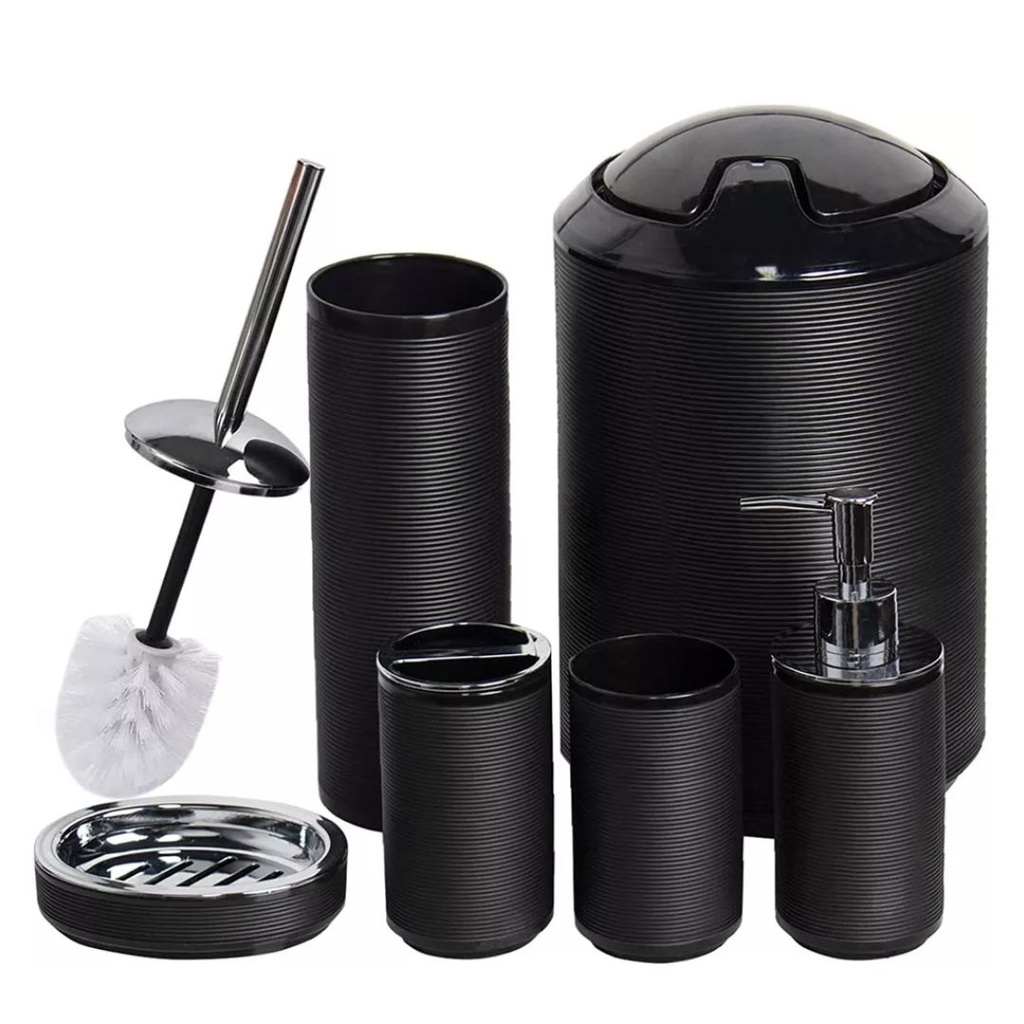 Ensemble D’accessoires De Salle De Bain 6 Pièces Noir