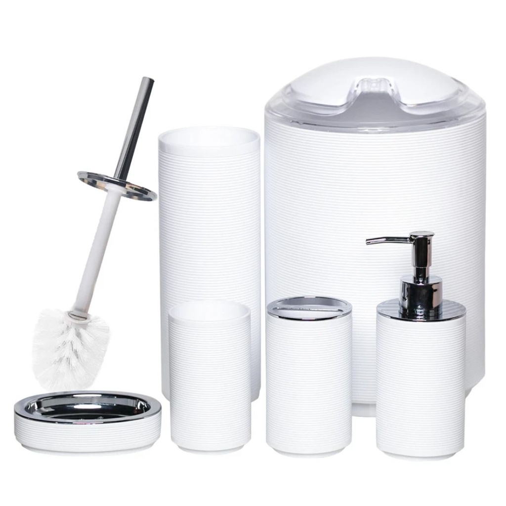 [ADN7-1-B] Ensemble D’accessoires De Salle De Bain 6 Pièces Blanc