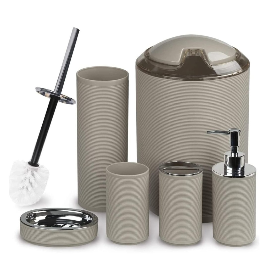Ensemble D’accessoires De Salle De Bain 6 Pièces Grège
