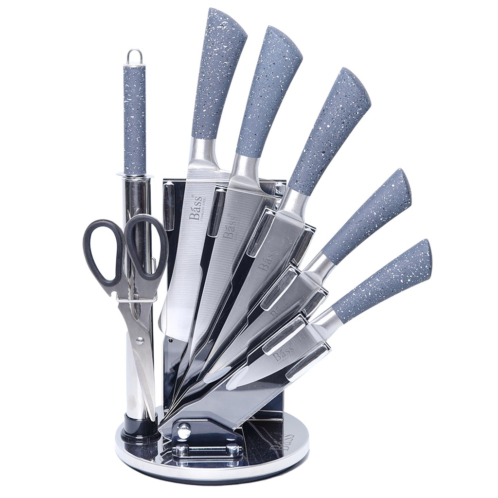 [AF0157-8] Ensemble 8 Pièces Couteaux Bàss avec Support Tournant