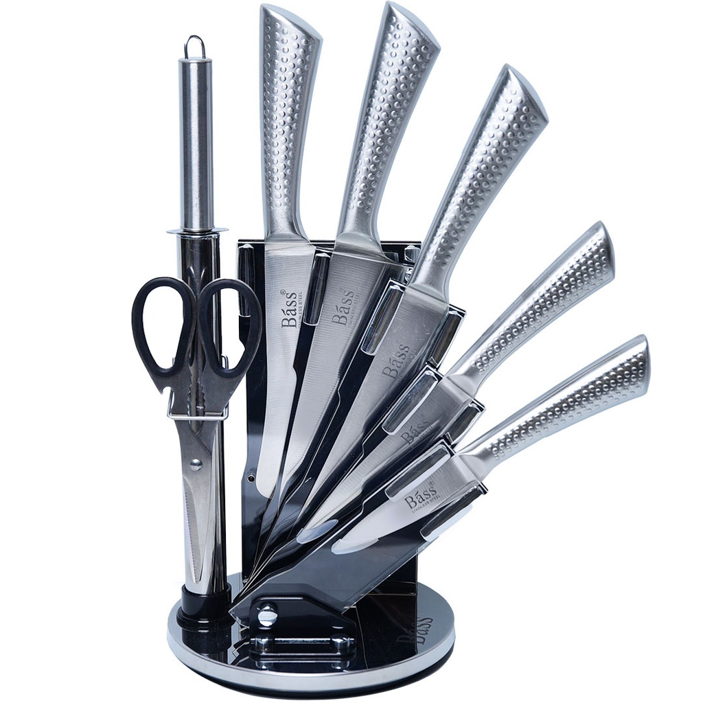 [AF0158-19] Ensemble 8 Pièces Couteaux Bàss avec Support Tournant