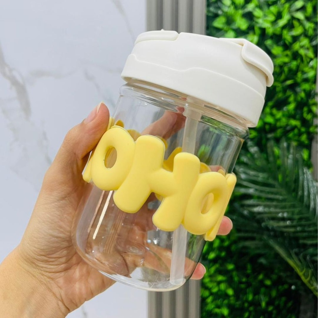 [AF0162-B] Bouteille D'eau Avec Paille Pour Enfant - Blanc-350 ml