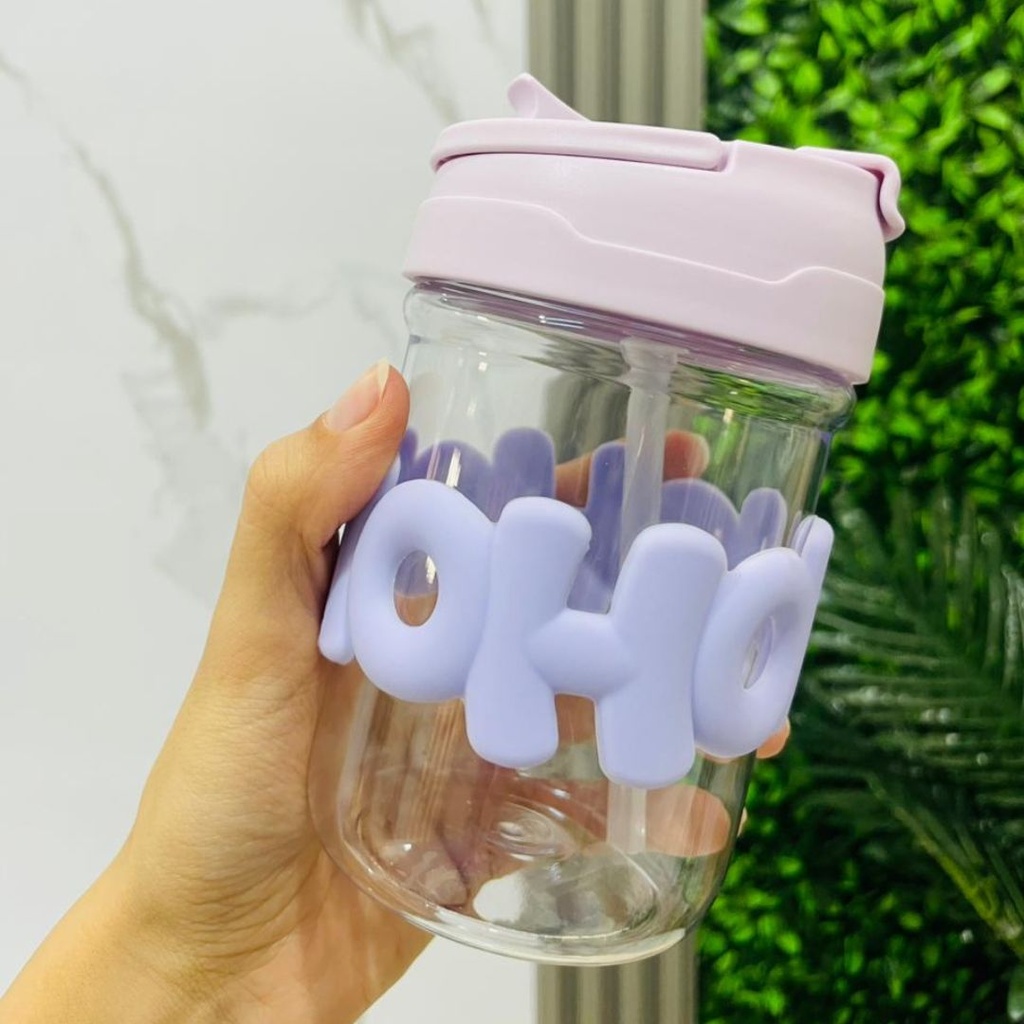 [AF0162-V] Bouteille D'eau Avec Paille Pour Enfant - Violet-350ml