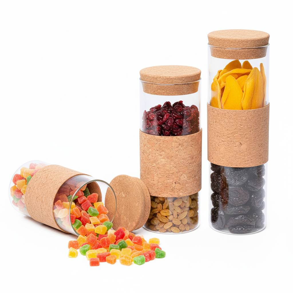 Lot de 3 Boite En verre avec Couvercle en Bois Bambou