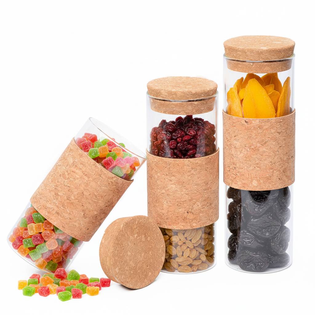 [AF1843-10] Lot de 3 Boite En verre avec Couvercle en Bois Bambou