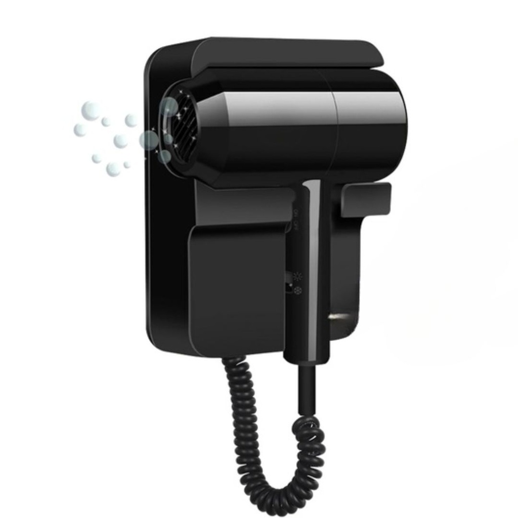 [AYM-A-85] Sèche Cheveux Mural Noir Chaud et Froid