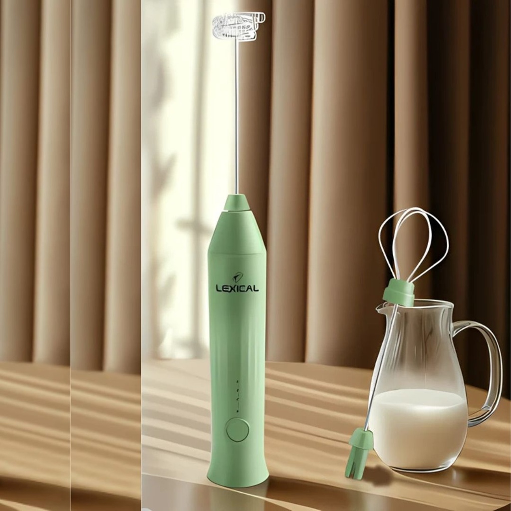 [LMS-0460V] Mousseur à Lait Rechargeable Lexical 8500RPM - Batteur 2-en-1 – Vert