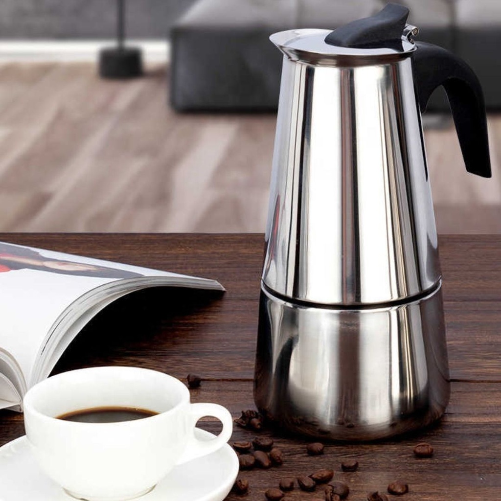 Cafetière En Acier Inoxydable 9 Tasses Argent