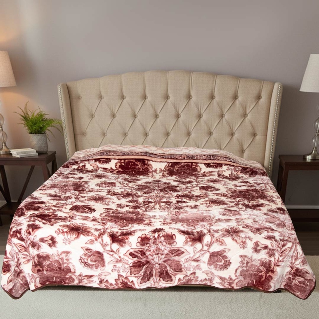 Couverture 2 Places 220/240 Dolce Vita-M3 Fleuris Rose