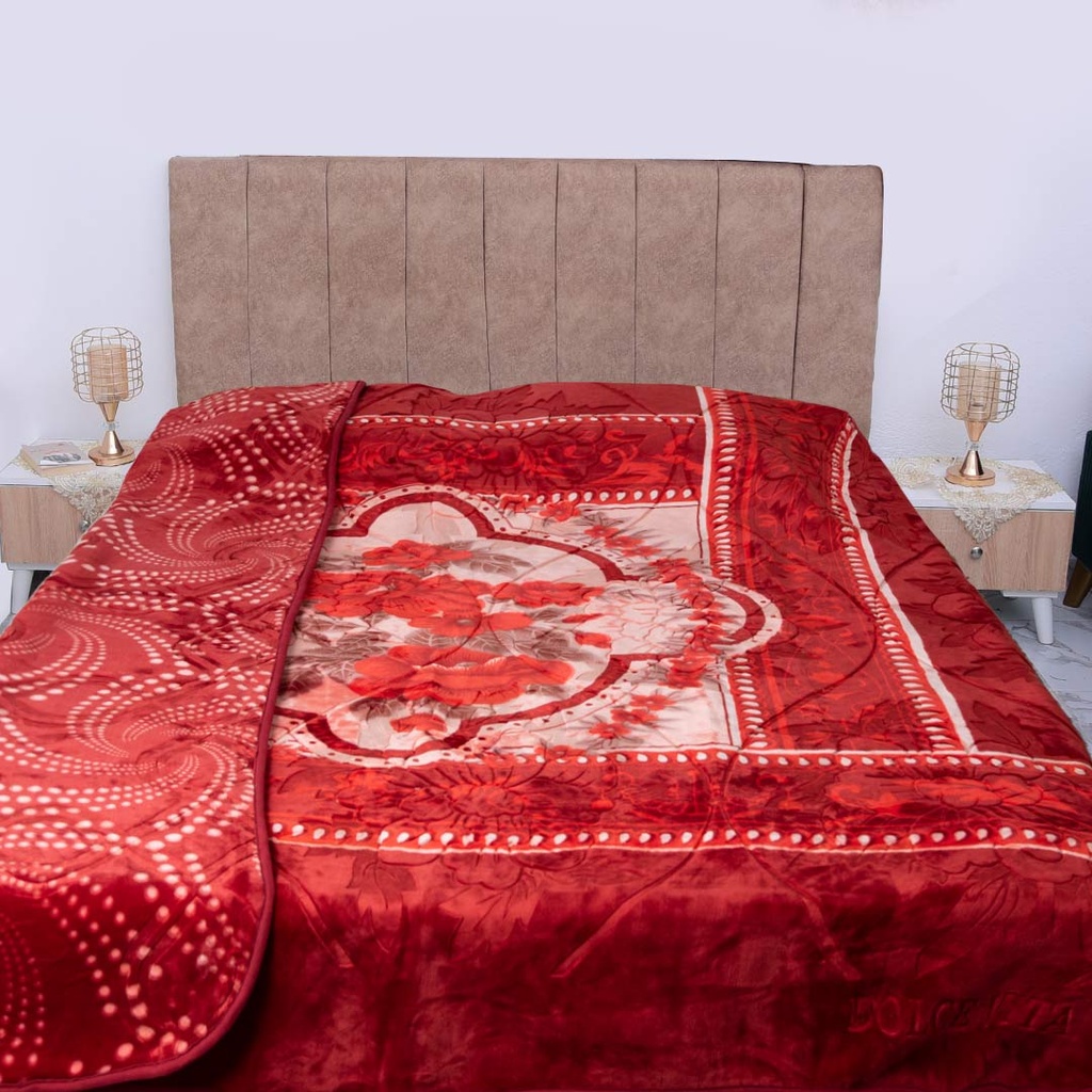 [CDV2P9M6] Couverture 2 Places 220/240 Dolce Vita Doubles Faces -M6 Pointé Rouge