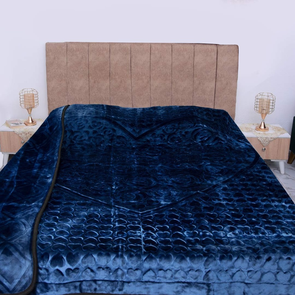 Couverture 2 Places 220/240 Dolce Vita Doubles Faces -M8 Bleu Marine