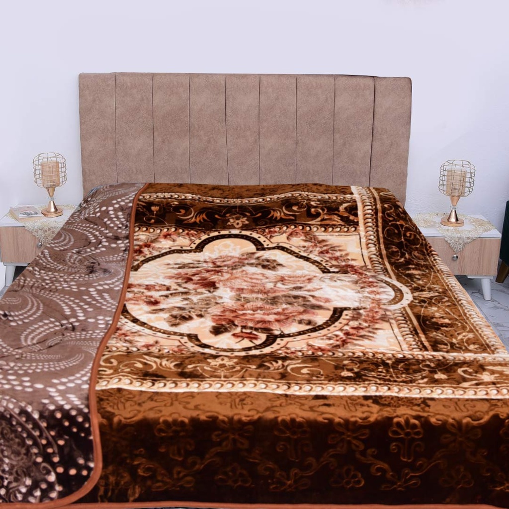 [CDV2P9M9] Couverture 2 Places 220/240 Dolce Vita Double Faces -M9 Pointé Marron