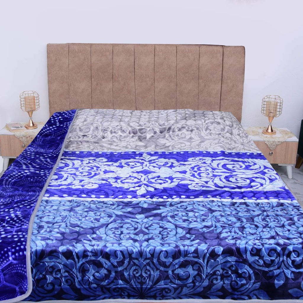 [CDV2P9M12] Couverture 2 Places 220/240 Dolce Vita Doubles Faces -M12 Pointé Bleu