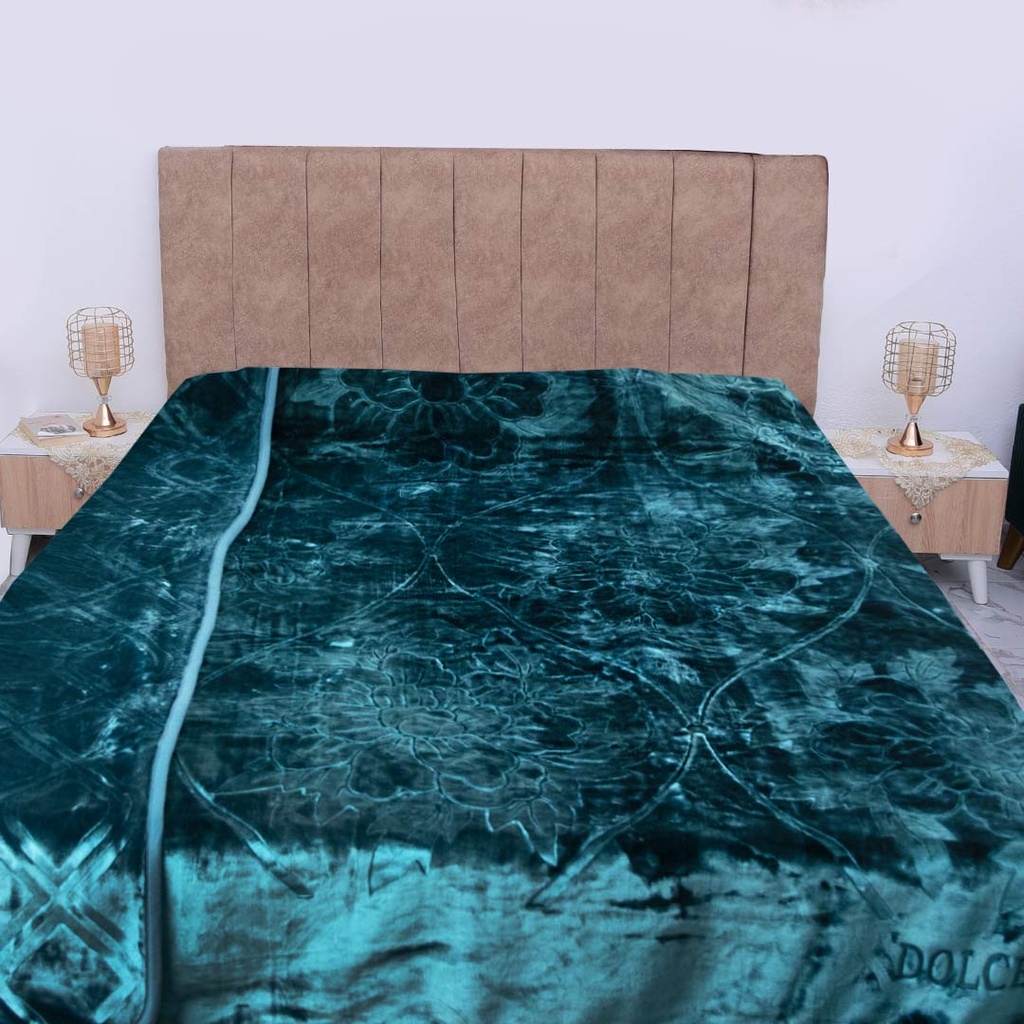 Couverture 2 Places 220/240 Dolce Vita Double Faces -M13 Turquoise