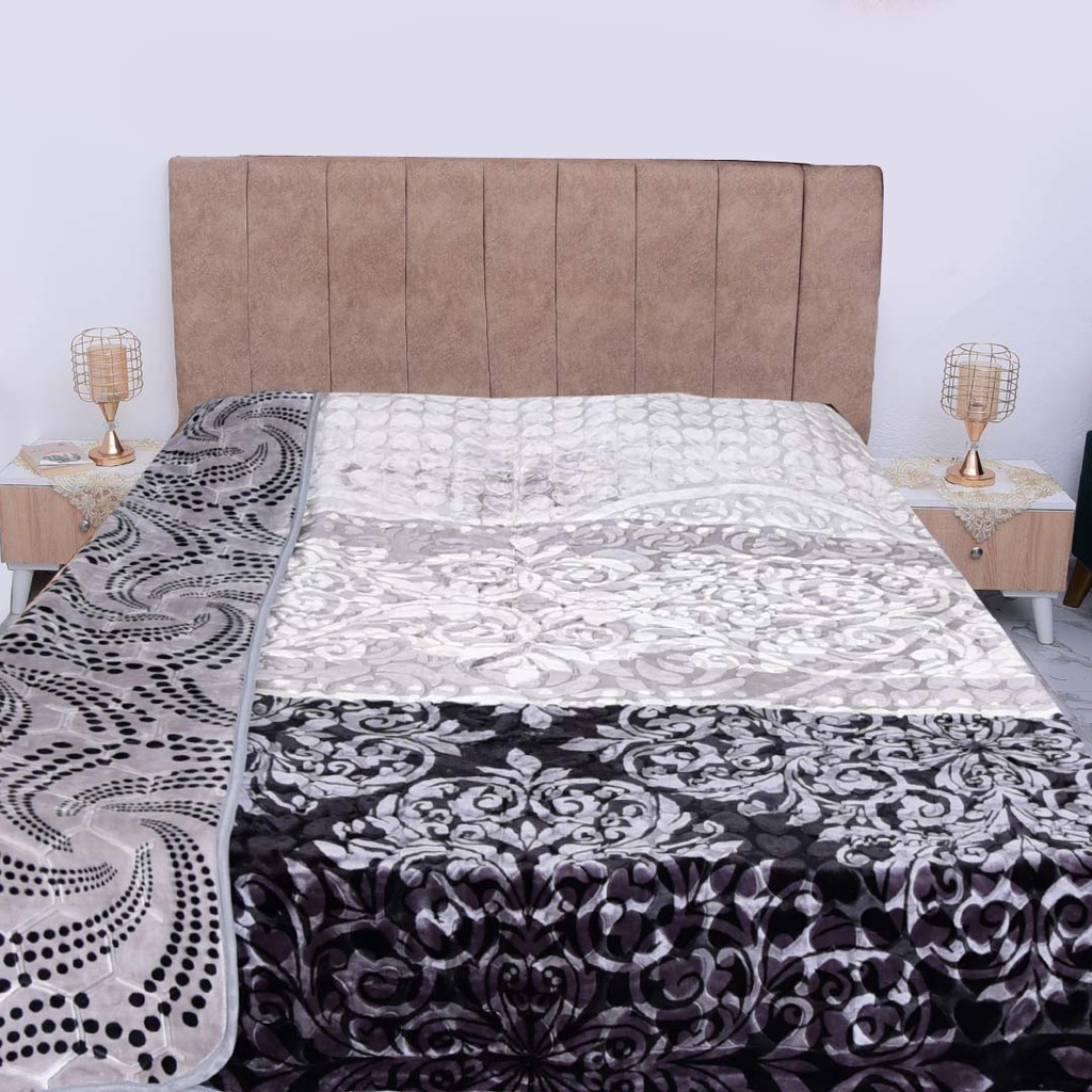 Couverture 2 Places 220/240 Dolce Vita Doubles Faces -M14 Pointé Gris