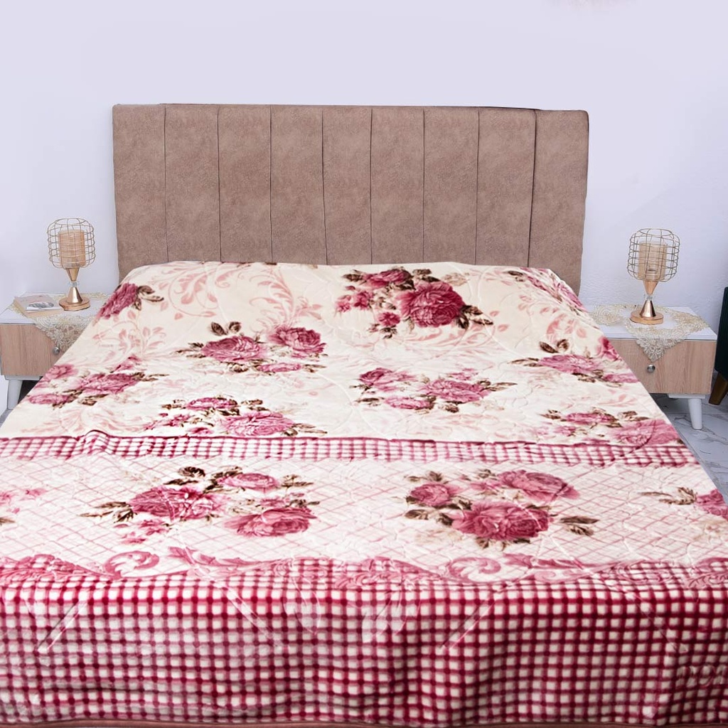 Couverture 2 Places 220/240 Dolce Vita Doubles Faces -M15 Pointé Rose