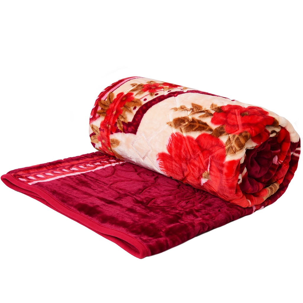 [CDV2P4M3] Couverture 2 Places 220/240 Dolce Vita - 4kg-M3 Fleur Rouge