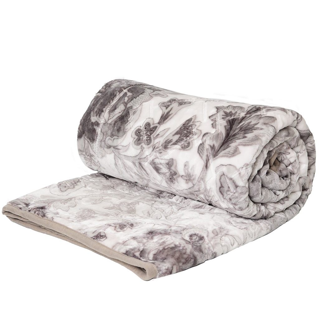 [CDV2P4M13] Couverture 2 Places 220/240 Dolce Vita - 4kg-M13 Fleur Gris