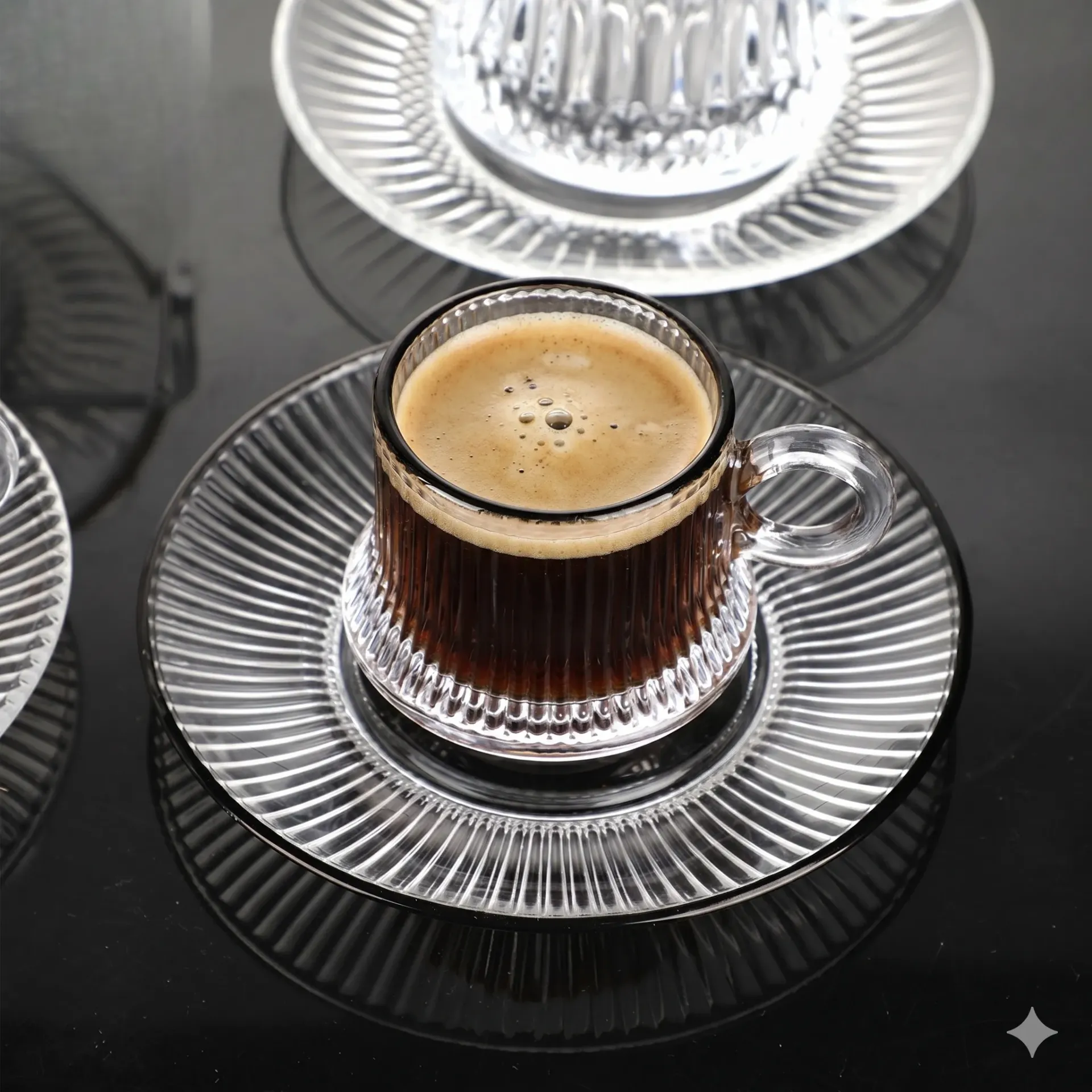 Coffret De 6 Verres à Café AZUR GLASS  8,5 cl Avec Sous Tasses