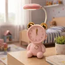 Horloge et Lampe De Bureau Rechargeable LED - Rose
