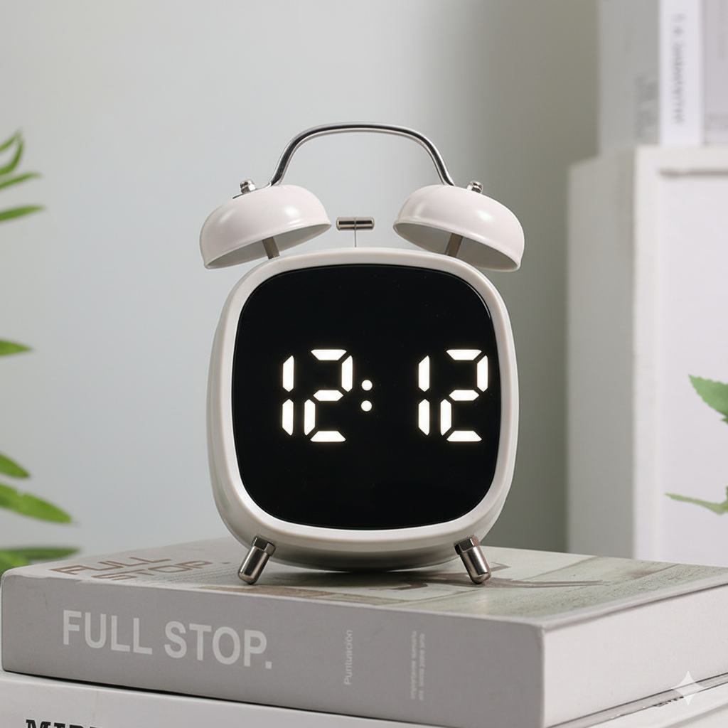 Horloge Réveil LED Numérique Blanc