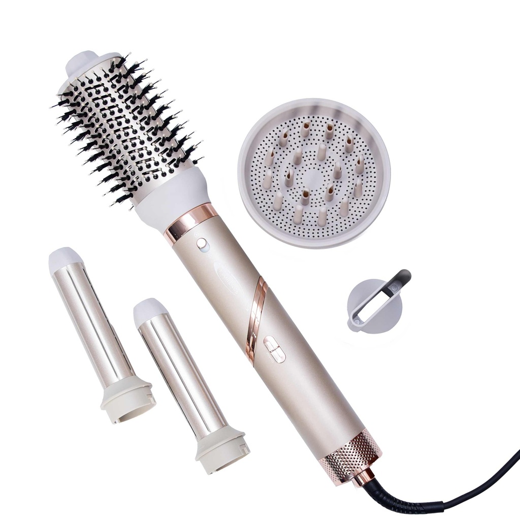[HK455BG] Coffret Brosse Soufflante 5 En 1 Florence 1000W - 38000RPM Beige