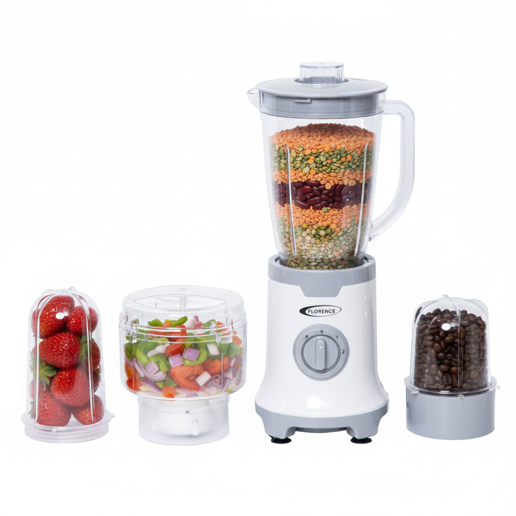 [HK380GR] Blender 5 en 1 Florence 1500W Blanc Et Gris
