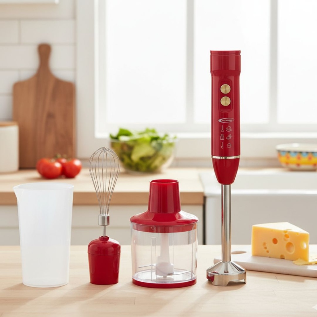 Mixeur Plongeant 4 en 1 Florence 400W Rouge 