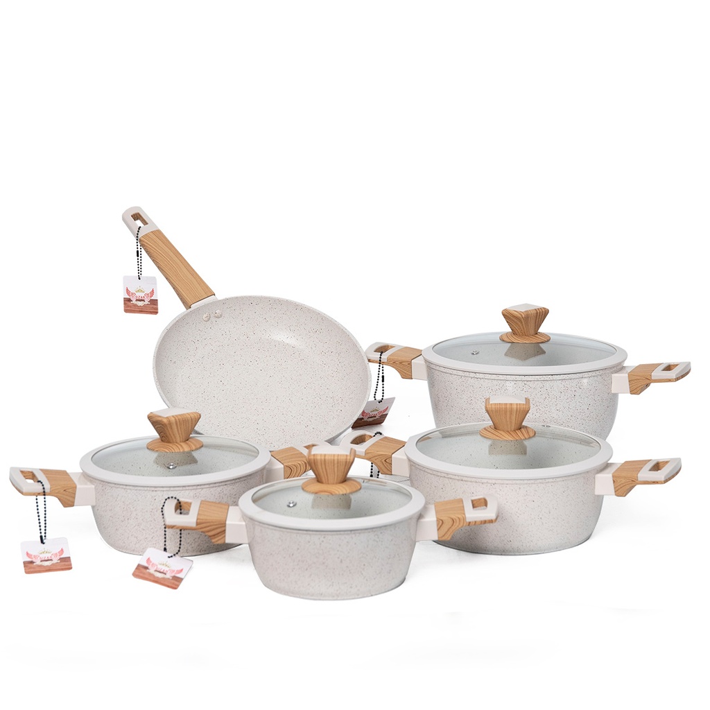 [86081-7B] Batterie De Cuisine Sizar 9 Pièces Granite - Beige 